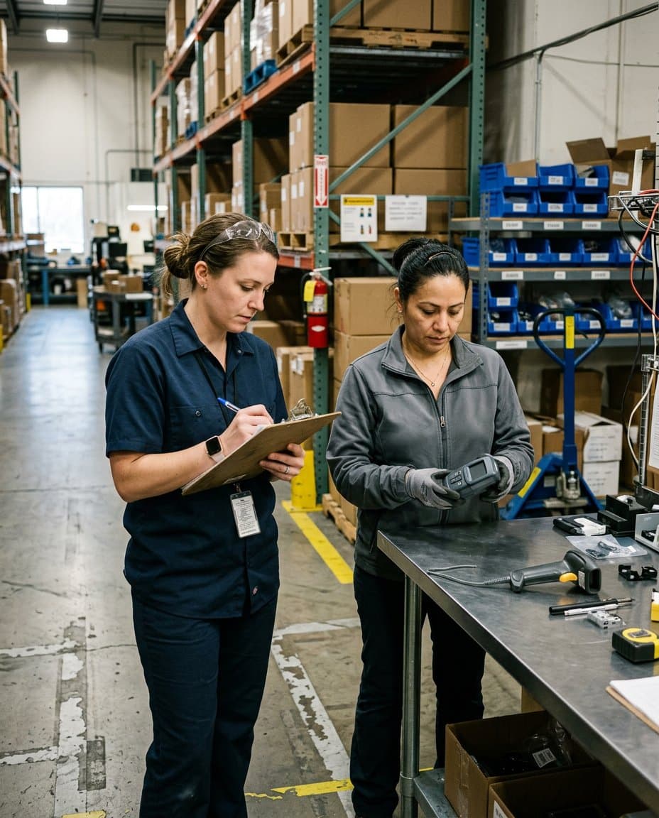 A product being carefully checked before retail